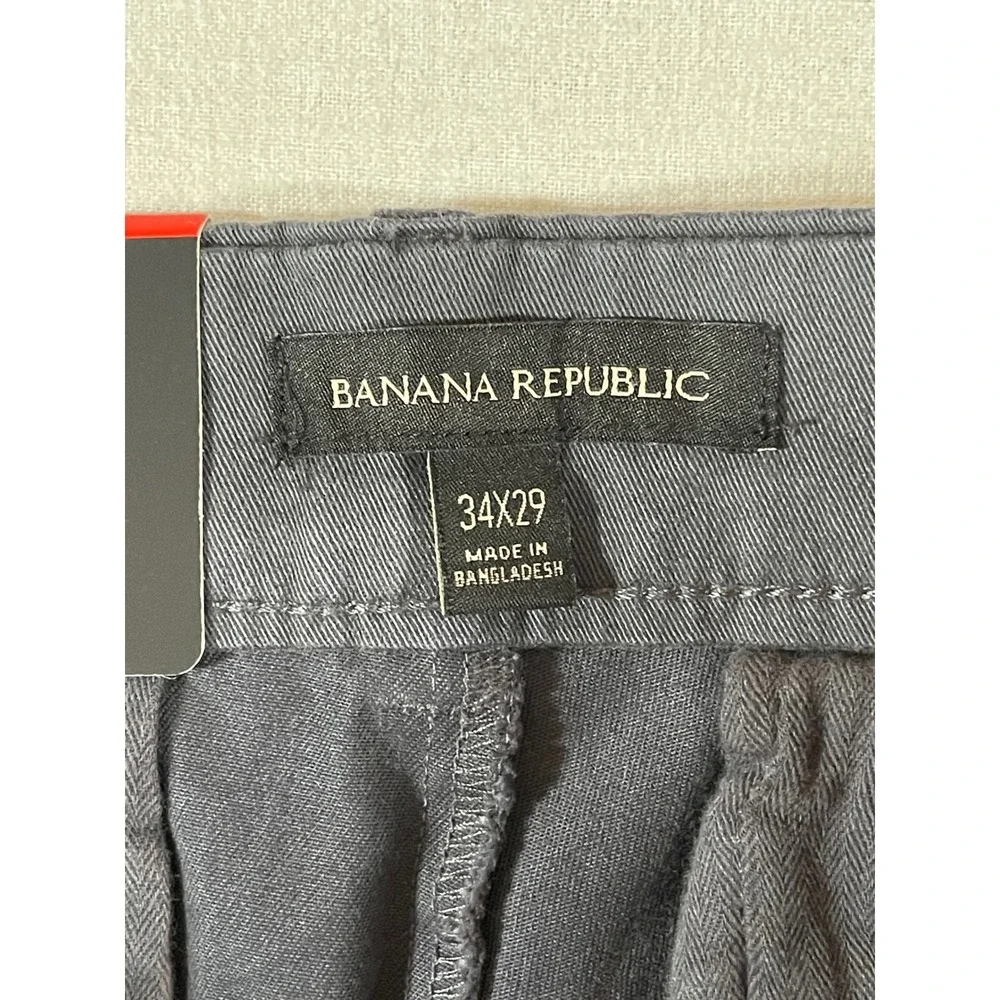 Banana Republic Mens Gray Chino Pants 34x29 Straight Leg Flat Front Trousers NWT